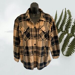 Plaid Button-Up Women's Chore Jacket-The BC Clothing Company-Over Sized